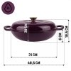 EMALIOWANY GARNEK ŻELIWNY PŁASKI 30cm 3L HAGE EGGPLANT